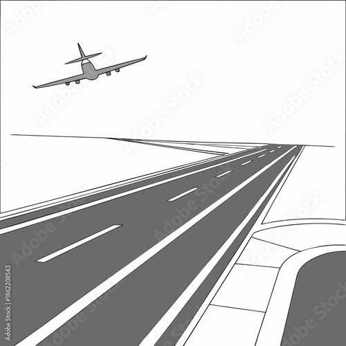 Airplane taking off from runway