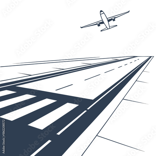 Airplane taking off from runway