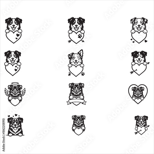 Peeking Alaskan malamute heart Valentine Svg 