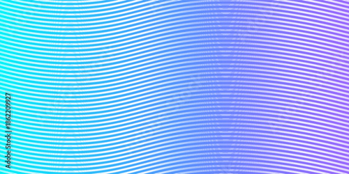 Flying veil waveform. Print. Purple, blue gradient. Wave pattern. Waving flowing scarf. Line art vibrant colored design element. Elegant abstract shiny curves. White background.