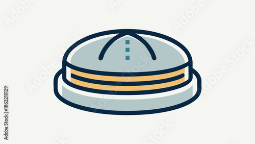 Vector icon of a traditional Islamic prayer cap, kufi or topi, clean line style.