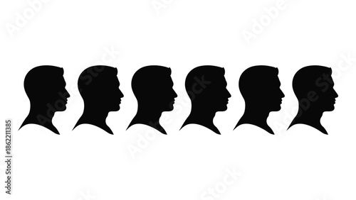 A sequence of human profile silhouettes depicting a gradual transition