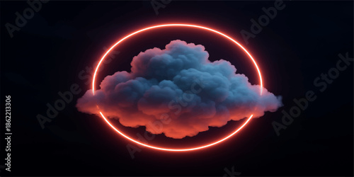 An explosion of fire ruptures the bright blue sky where white cumulus clouds drift through the atmosphere under the beautiful summer sunlight