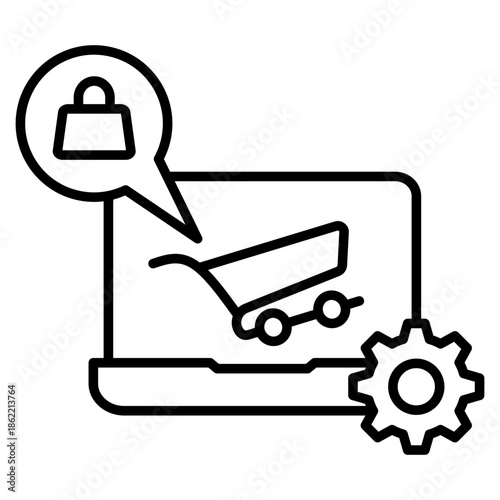 E Commerce Outline Icon Vector Illustration