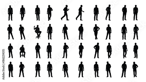 Diverse silhouettes of people in various poses and activities displayed together