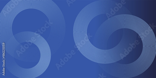 Blue abstract background with glowing circles. Swirl circular lines pattern. Geometric spiral. Twirl element. Modern graphic design. Futuristic technology concept.
