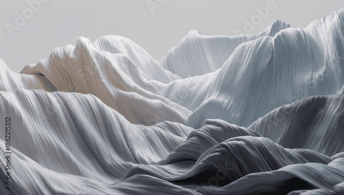 Abstract fabric-like waves with realistic folds and soft lighting