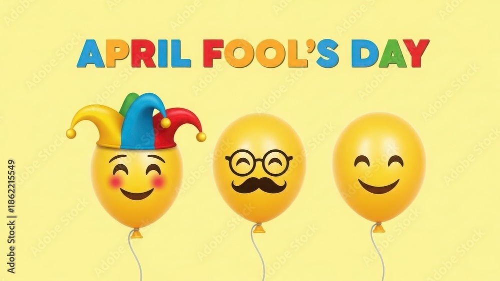 Fototapeta premium April fools day funny jester balloons prankster holiday