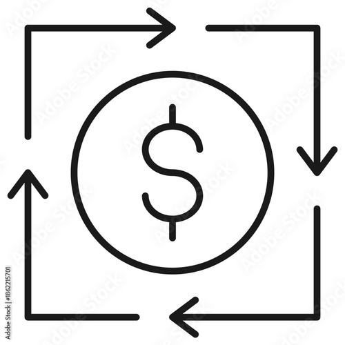 Cash Flow Outline Icon