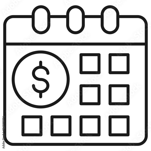 Budget Calendar Outline Icon