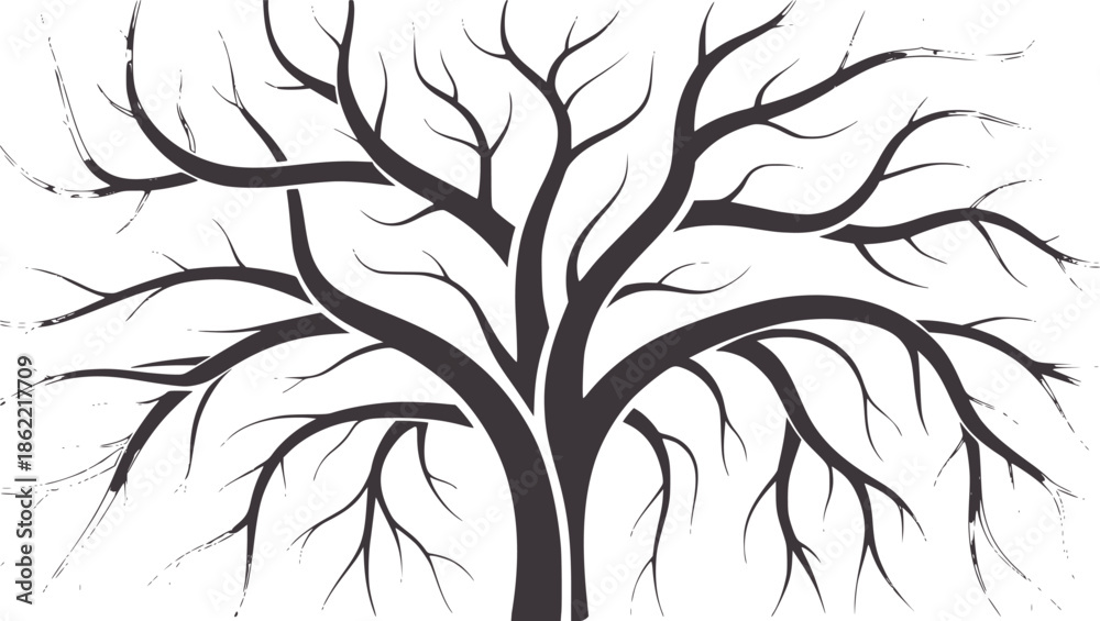 Obraz premium Minimalist black tree branches with twig