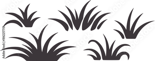 Minimalist black grass tufts