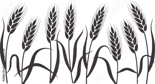 Minimalist black wheat stalks with clean outlines