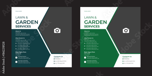 Lawn, garden, or Landscaping maintenance Service Social Media Post design, and Web square Banner Template, Agriculture farm service social media post, or Instagram banner design, web template Corporat