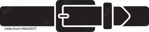 Black seatbelt icon with buckle safety symbol for vehicles