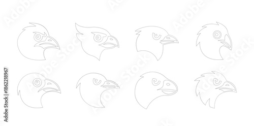 Eagle Head Silhouette Set  Aggressive Bird Mascot Logo Collection