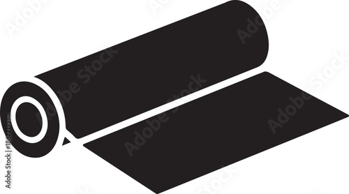 Black Yoga Mat Rolled Up Isolated on Transparent Background