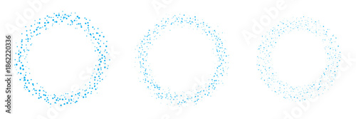 Circular dotted dust frame PNG overlay with glowing blue rounded dots particles effects and luminous sparkles border on transparent background