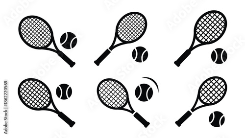Tennis Racket and Ball silhouette icon vector illustration design