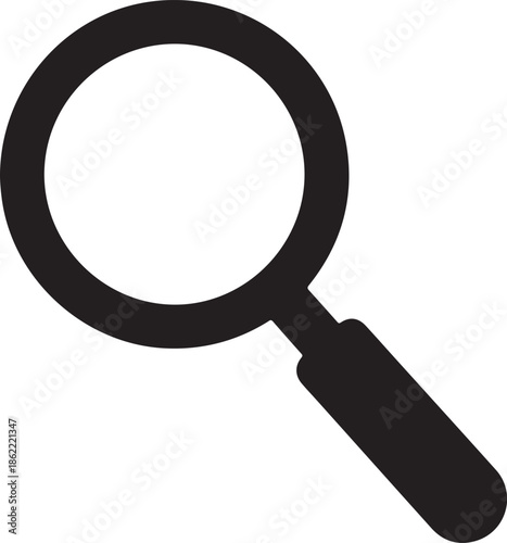 Closeup of a magnifying glass on a white background