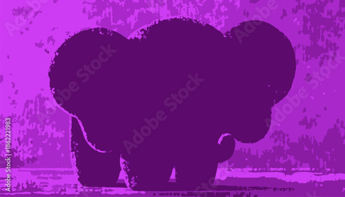 Vibrant purple elephant silhouette with textured background
