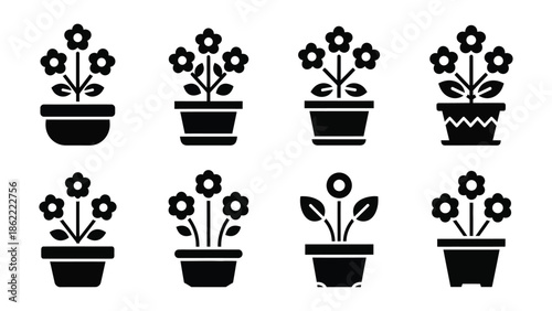flower pot icon silhouette icon vector illustration