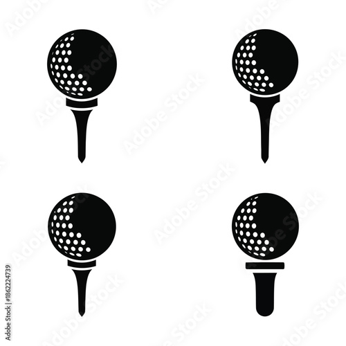 Golf Ball and Tee silhouette vector illustration