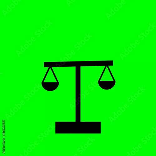 Balance Scale Animation – Black Silhouette Symbol on Green Background