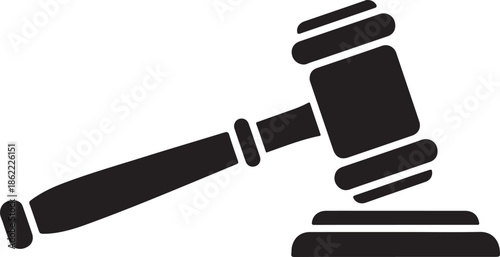 Black and white gavel icon isolated on transparent background