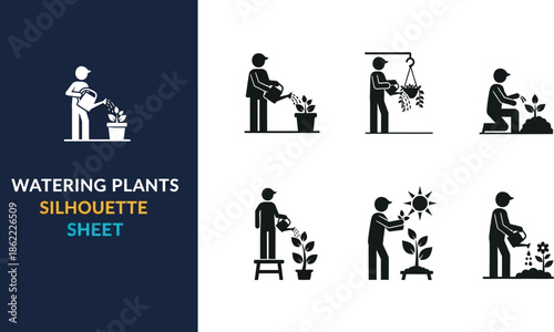 Gardening and plant watering silhouette Sheet