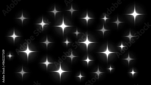 Animated Twinkling Stars and Blinking Sparkles Overlay on Black Background | Night Sky Magic Glow Motion Graphic for Video Transitions