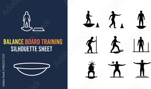 Balance board training fitness silhouette Sheet