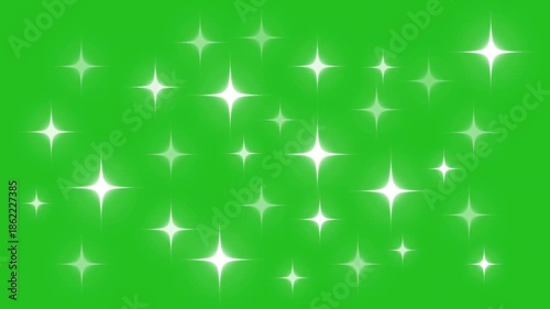 Blinking Stars Animation – White Sparkles on Green Background