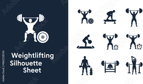 Weightlifting strength training silhouette Sheet