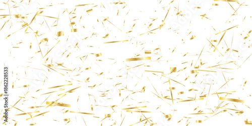  vibrant and celebratory scene with gold confetti scattered  on a white background  and elegant atmosphere for events	