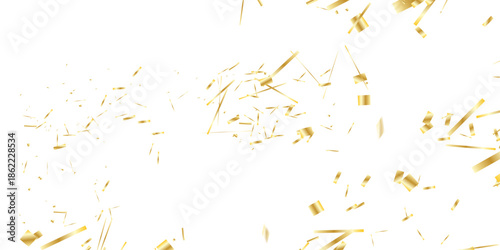  vibrant and celebratory scene with gold confetti scattered  on a white background  and elegant atmosphere for events	