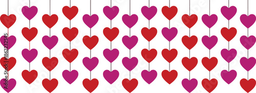 Red and purple heart shapes arranged in vertical rows  Happy Valentines Day on white background hearts vector illustration EPS file download.
