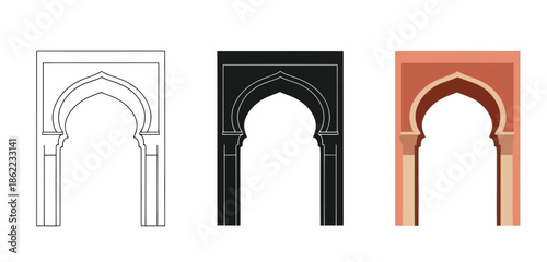 Modern Arch Architecture Vector Collection for Islamic Architecture, Worship Spaces and Religious UI Design