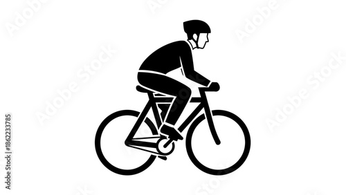 Cyclist riding bicycle with helmet and sportswear
