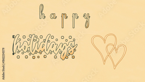 ​Artistic holiday greeting on a warm beige background with 