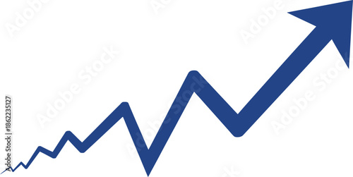 Blue line graph showing sharp upward trend and volatility indicating strong positive financial market progress