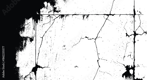 Abstract Black Crack Lines Texture. Distressed Cracked Wall Background