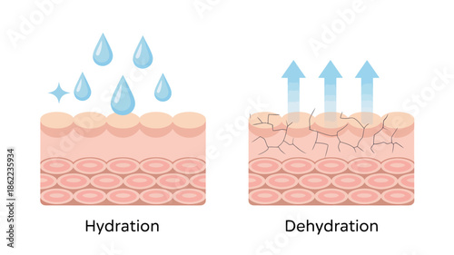 Skin Hydration and Dehydration Process Illustration