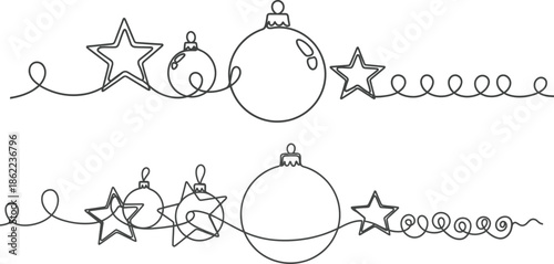 Christmas Decorative Elements A Festive Collection of Baubles and Stars for Holiday Designs