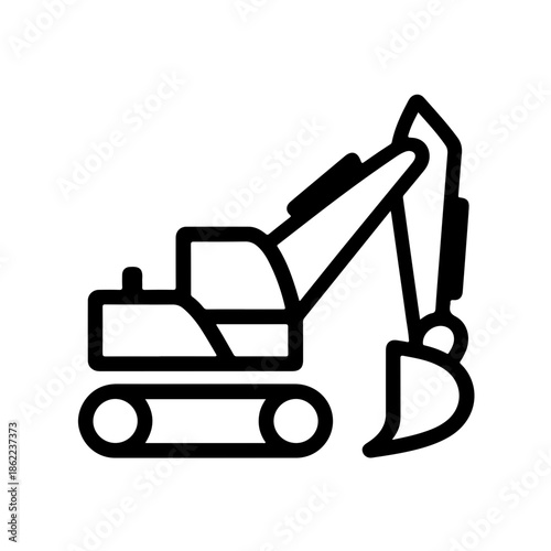 excavator as a simple single icon logo vector svg illustration, isolated on transparent background 