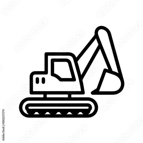 excavator as a simple single icon logo vector svg illustration, isolated on transparent background 