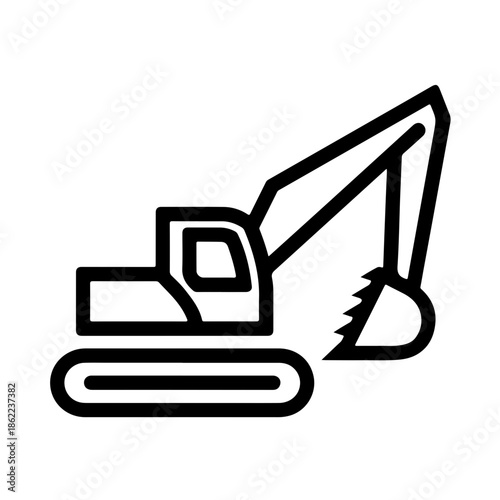 excavator as a simple single icon logo vector svg illustration, isolated on transparent background 
