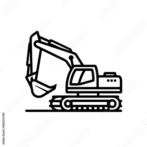 excavator as a simple single icon logo vector svg illustration, isolated on transparent background 