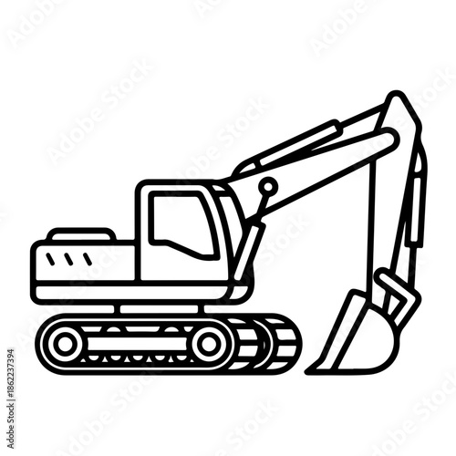 excavator as a simple single icon logo vector svg illustration, isolated on transparent background 