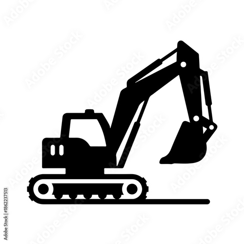 excavator as a simple single icon logo vector svg illustration, isolated on transparent background 
